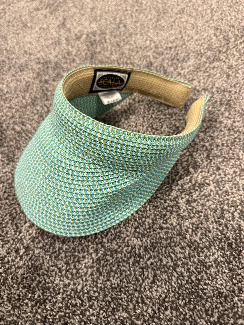 Scala Raffia Braided Visor in Sea Foam